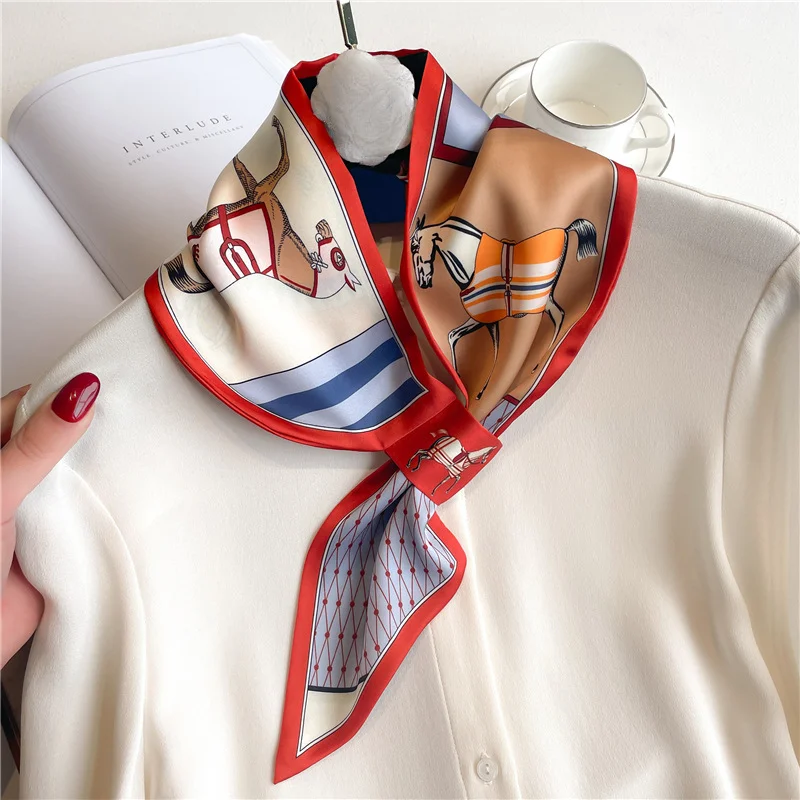 Silk Tie Woven - العلامة التجارية الفاخرة نحيل منديل وشاح