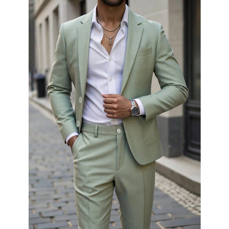Men'S Formal Dinner Wear - طقم بدلة وبنطلون رجالي بلون موحد،