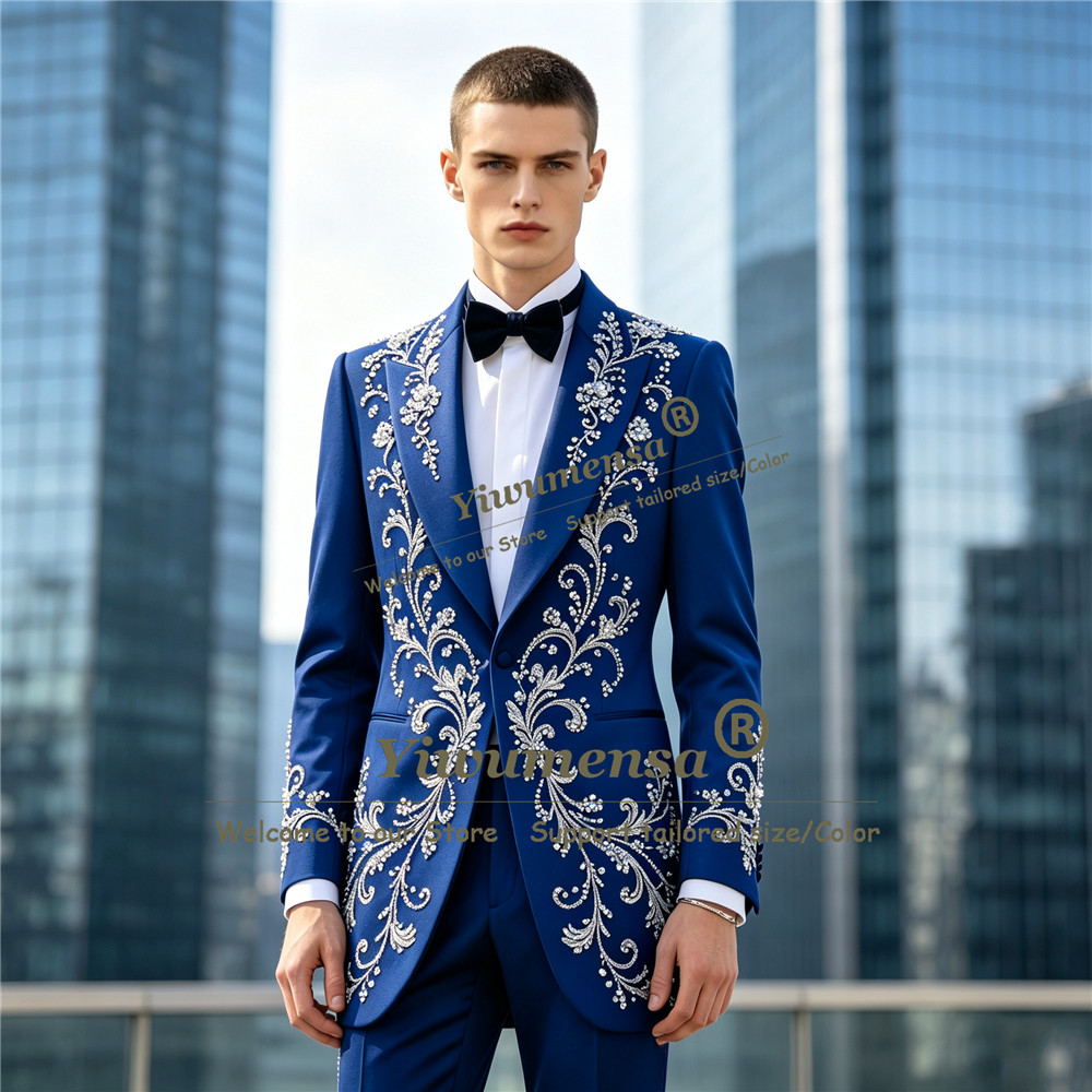 بدلات رجالية فاخرة مزينة بالكر - مراجعة Men'S Formal Dinner Wear وسعره