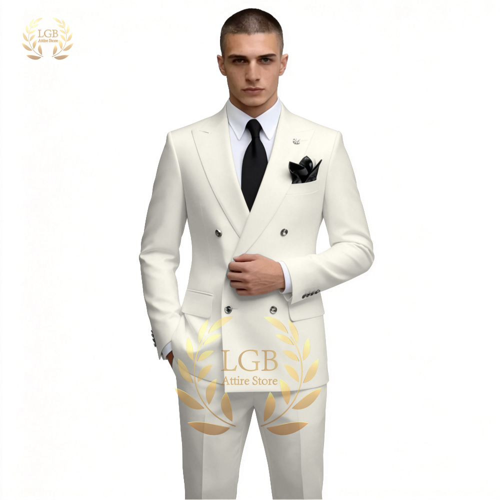 بدلة رجالية بيضاء مزدوجة الصدر - مراجعة Men'S Formal Dinner Wear وسعره